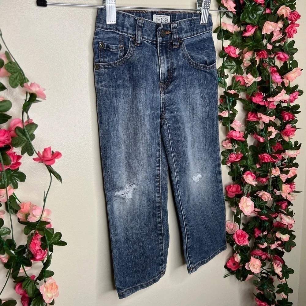 The Children’s Place Blue Distressed Straight Leg Jeans Girls 3T Casual Comfort